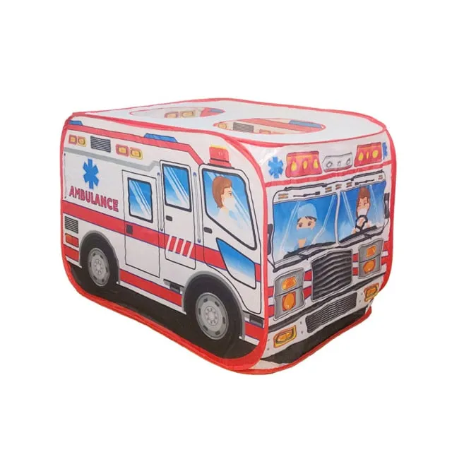 Kids Children Tent Popup Play Tent Toy Garden Lawn Foldable Playhouse Fire Truck Game House Bus Tent Indoor Outdoor Game