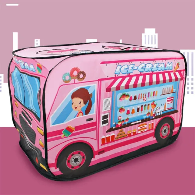 Kids Children Tent Popup Play Tent Toy Garden Lawn Foldable Playhouse Fire Truck Game House Bus Tent Indoor Outdoor Game