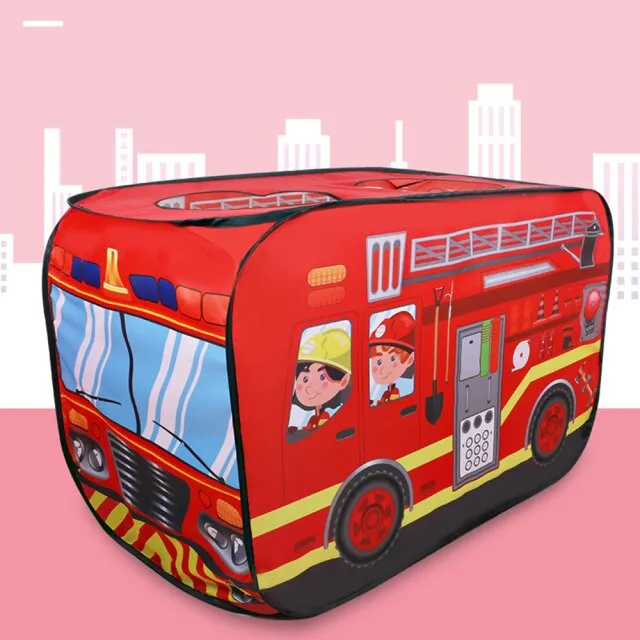 Kids Children Tent Popup Play Tent Toy Garden Lawn Foldable Playhouse Fire Truck Game House Bus Tent Indoor Outdoor Game