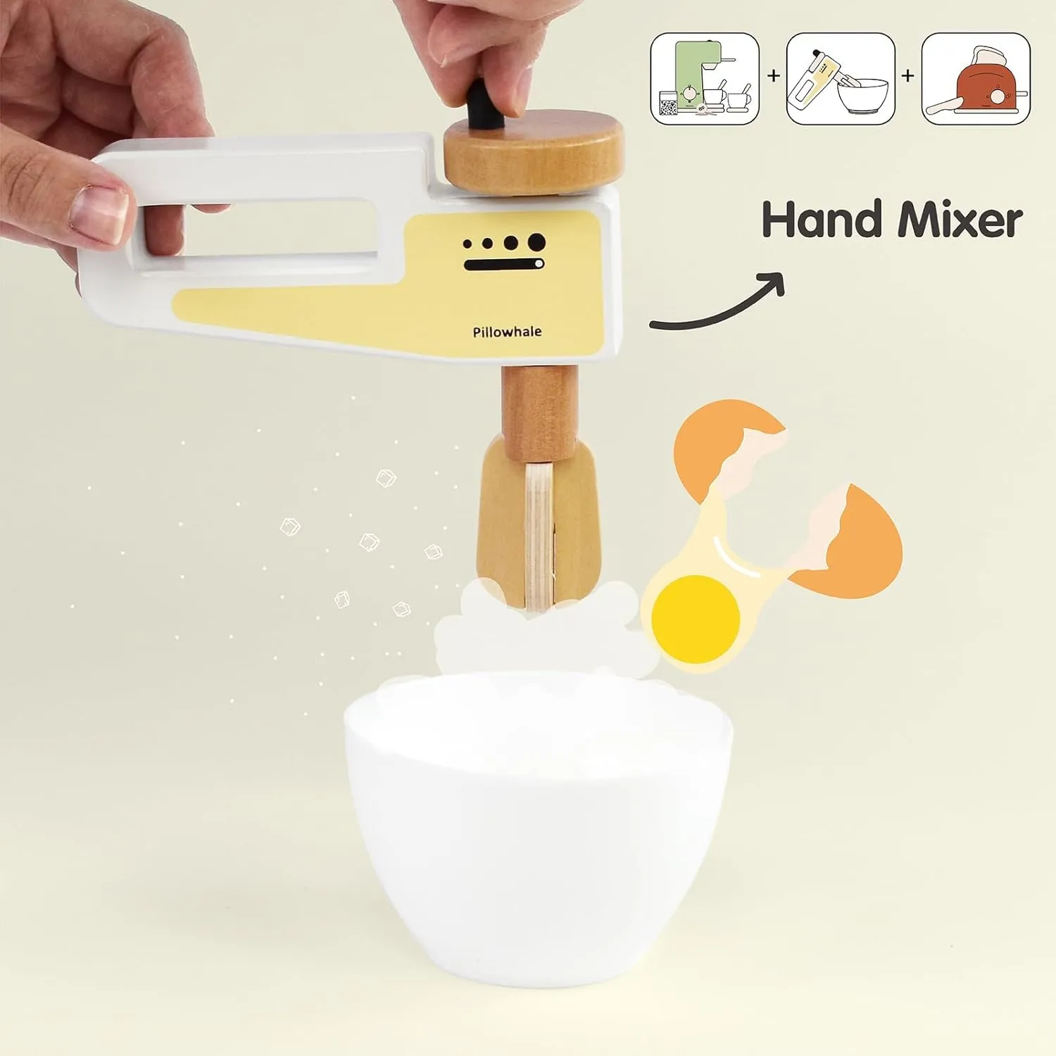Kids Coffee Maker Playset,Wooden Toy Toaster,Toy Mixer,3-in-1 Kids Kitchen Playset,Pretend Play Kitchen Accessories,Wooden Kitchen Sets for Kids Toddlers Boys Girls Ages 3 