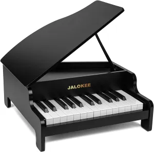 Kids Piano Keyboard, 25 Keys Grand Piano for Kids, Mini Music Educational Instrument Toy, Volume Adjustable, Wood Toy for Toddlers Girls Boys (Black)