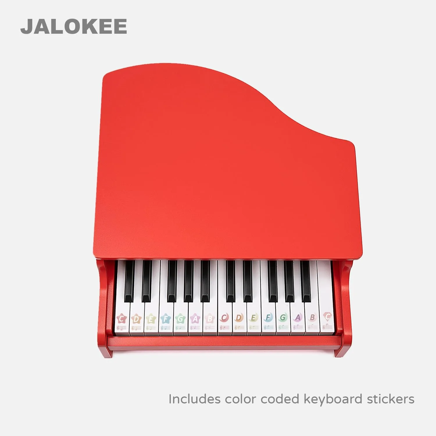 Kids Piano Keyboard, 25 Keys Grand Piano for Kids, Mini Music Educational Instrument Toy, Volume Adjustable, Wood Toy for Toddlers Girls Boys (Red)