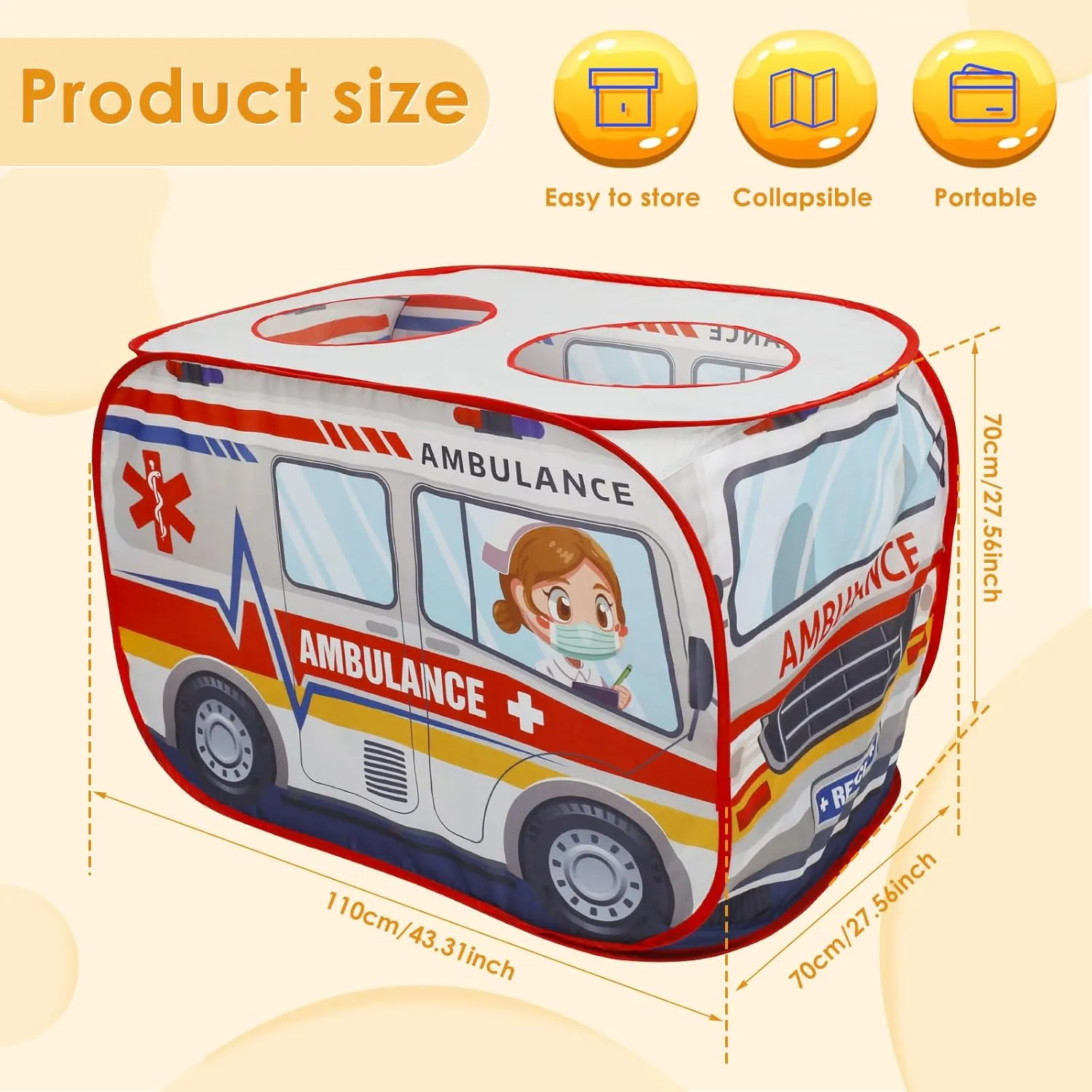Kids Pop Up Play Tent, Bus Children Play Tent, Folding Indoor Outdoor Toddler Playhouse Tent, Polyester Car Style Boy Girl Play Tent with Storage Bag for Kids Toddlers Indoor Outdoor