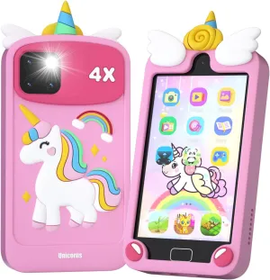 Kids Smart Phone for Girls, 4.0" Touchscreen Dual Camera Cell Phone, Toddler Preschool Learning Educational Toys Birthday Gifts for Age 3 4 5 6 Year Old, Music Player, Puzzle Games, 32GB(Pink)