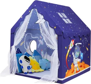 Kids Tent Blue Space Toddler Tent for Boys,Large and Foldable Kids Playhouse with Windows, Portable and Lightweight Play Tent Indoor&Outdoor for Gift to Toddlers