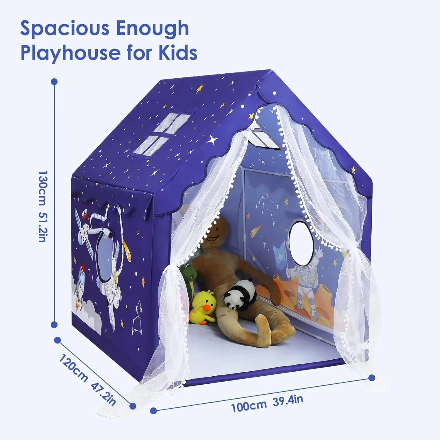 Kids Tent Blue Space Toddler Tent for Boys,Large and Foldable Kids Playhouse with Windows, Portable and Lightweight Play Tent Indoor&Outdoor for Gift to Toddlers