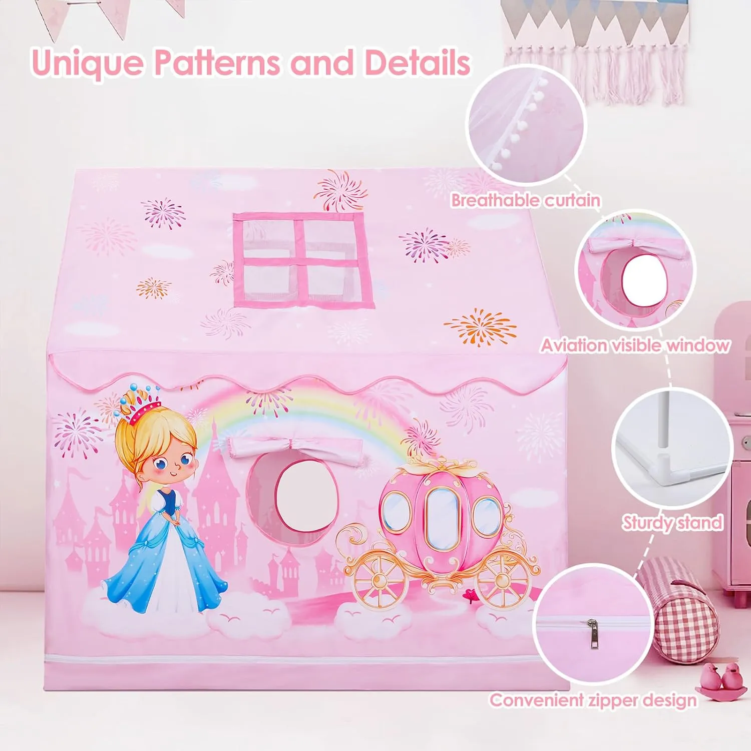 Kids Tent Toddler Playhouse for Boys Girls,Large and Foldable Kids Playtents with Windows,Portable and Lightweight Play Tent Indoor&Outdoor Gift for Children