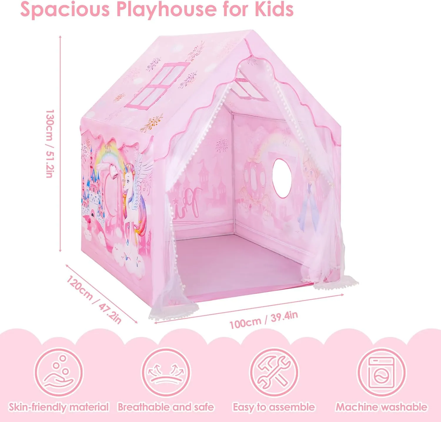 Kids Tent Toddler Playhouse for Boys Girls,Large and Foldable Kids Playtents with Windows,Portable and Lightweight Play Tent Indoor&Outdoor Gift for Children