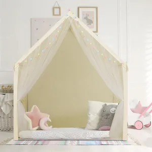 Kids Tent,Play House for Kids Indoor Outdoor,Play Tent Princess Fort Castle Playhouse for Girls Boys(Light Yellow)