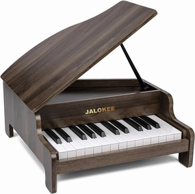 Kids Piano Keyboard, 25 Keys Grand Piano for Kids, Mini Music Educational Instrument Toy, Volume Adjustable, Wood Toy for Toddlers Girls Boys (Walnut)