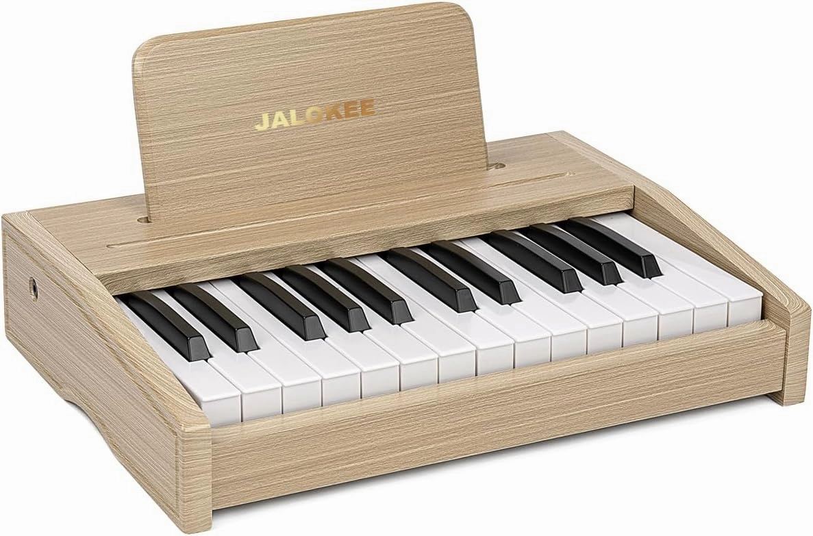 Kids Piano Keyboard, Digital Piano for Kids, Music Educational Instrument Toy, Wood Toy for 3  Girls and Boys (Oak, 25 Keys)