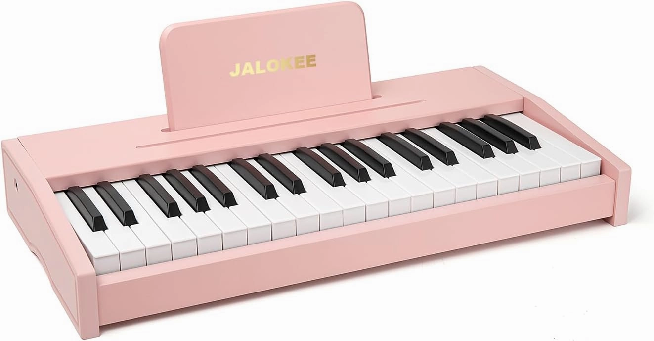 Kids Piano Keyboard, Digital Piano for Kids, Music Educational Instrument Toy, Wood Toy for 3  Girls and Boys (Pink, 37 Keys)