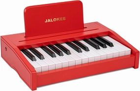 Kids Piano Keyboard, Digital Piano for Kids, Music Educational Instrument Toy, Wood Toy for 3  Girls and Boys (Red, 25 Keys)