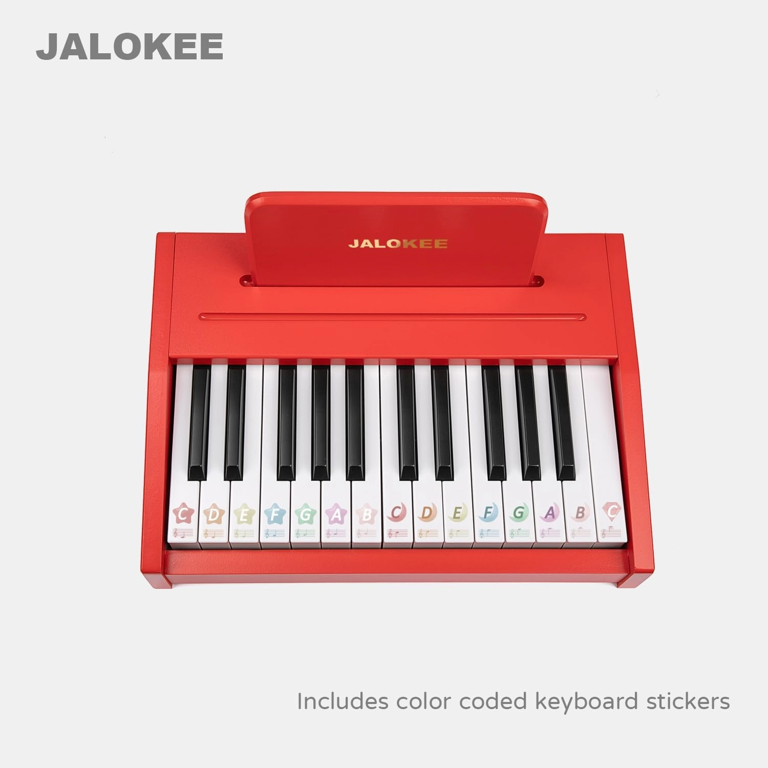 Kids Piano Keyboard, Digital Piano for Kids, Music Educational Instrument Toy, Wood Toy for 3  Girls and Boys (Red, 25 Keys)