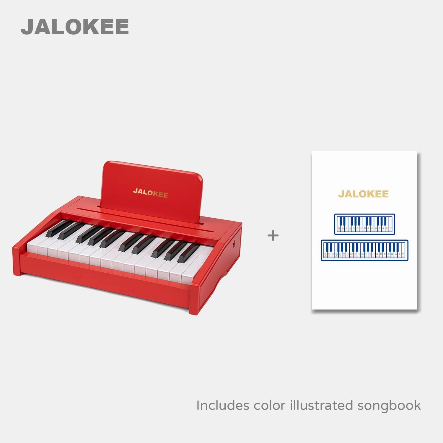 Kids Piano Keyboard, Digital Piano for Kids, Music Educational Instrument Toy, Wood Toy for 3  Girls and Boys (Red, 25 Keys)
