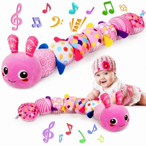 KMUYSL Baby Toys 0-6 6-12 Months, Sensory Music Animal Stuffed Toy for 0 1 2 3 4 5 6  Months, Plush Toy with Crinkle and Rattles for Infant Newborn, Tummy Time Toys Gifts for 0-3-6-12 Month