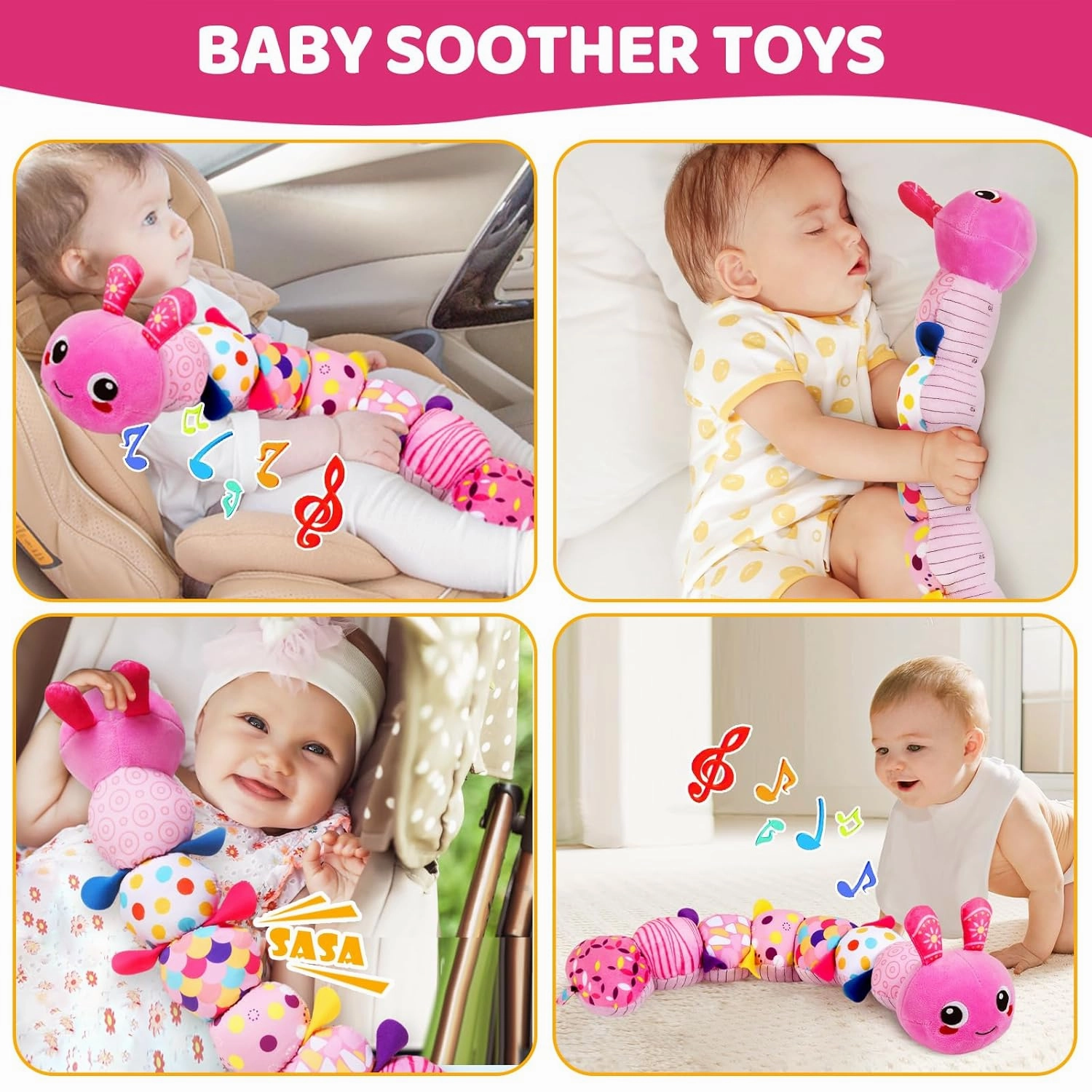 KMUYSL Baby Toys 0-6 6-12 Months, Sensory Music Animal Stuffed Toy for 0 1 2 3 4 5 6  Months, Plush Toy with Crinkle and Rattles for Infant Newborn, Tummy Time Toys Gifts for 0-3-6-12 Month