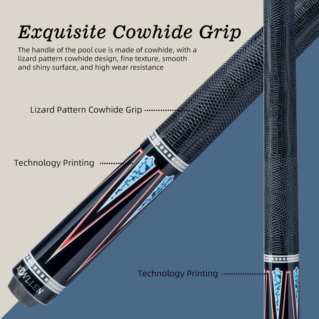 KONLLEN Carbon Fiber Pool Cue Stick 58-inch Professional Pool Sticks Low Deflection Pool Cue for Adults Ultra-Smooth Billiard Cues with 12.5mm Tip