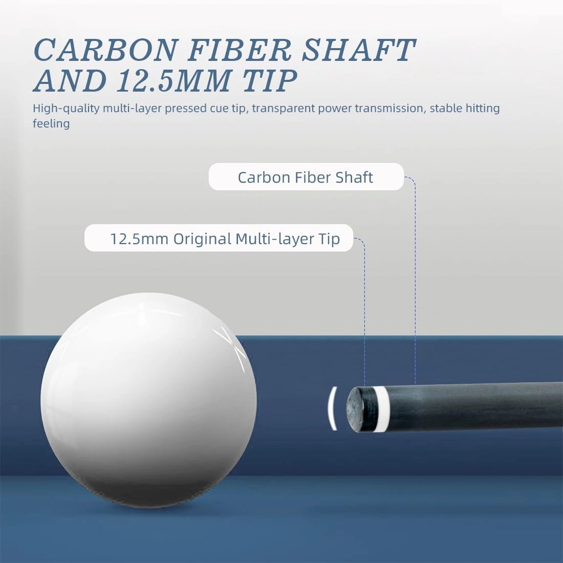 KONLLEN Carbon Fiber Pool Cue Stick 58-inch Professional Pool Sticks Low Deflection Pool Cue for Adults Ultra-Smooth Billiard Cues with 12.5mm Tip