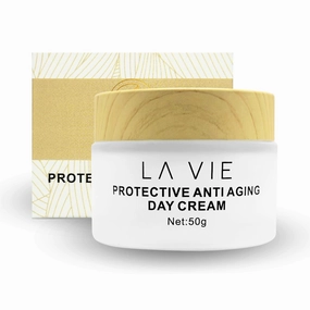 La Vie Protective Anti-Aging Face Cream – Day Cream with Hyaluronic Acid, Shea Butter & Vitamins – Firming Face Cream with SPF & Aloe Vera – 1.7Fl Oz