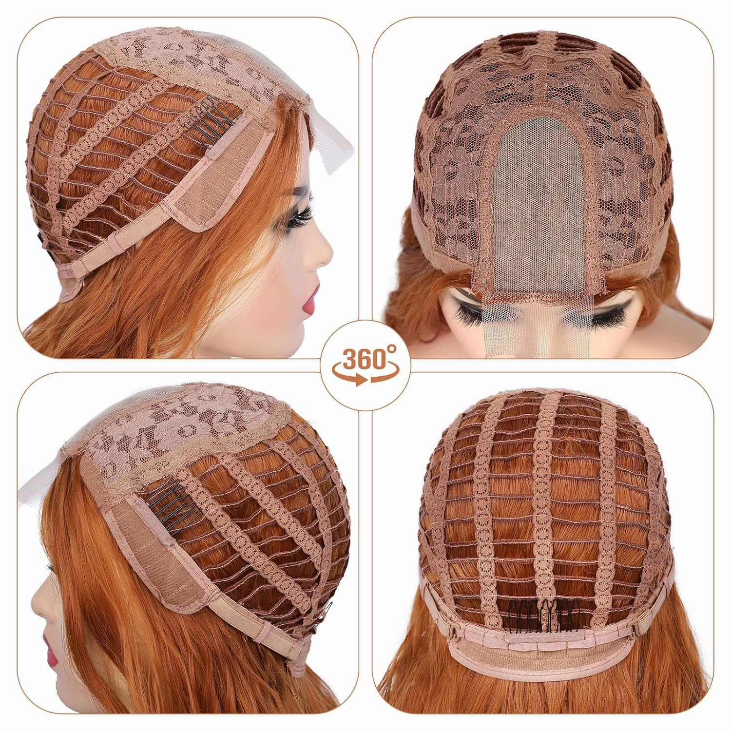 Lady Miranda 28 Inch Long Ginger Wig Synthetic Fiber Auburn Color Long Wavy Wig Body Wave Wigs for Women Natural Middle Part Wigs For Daily Life (Ginger, 28 Inch)