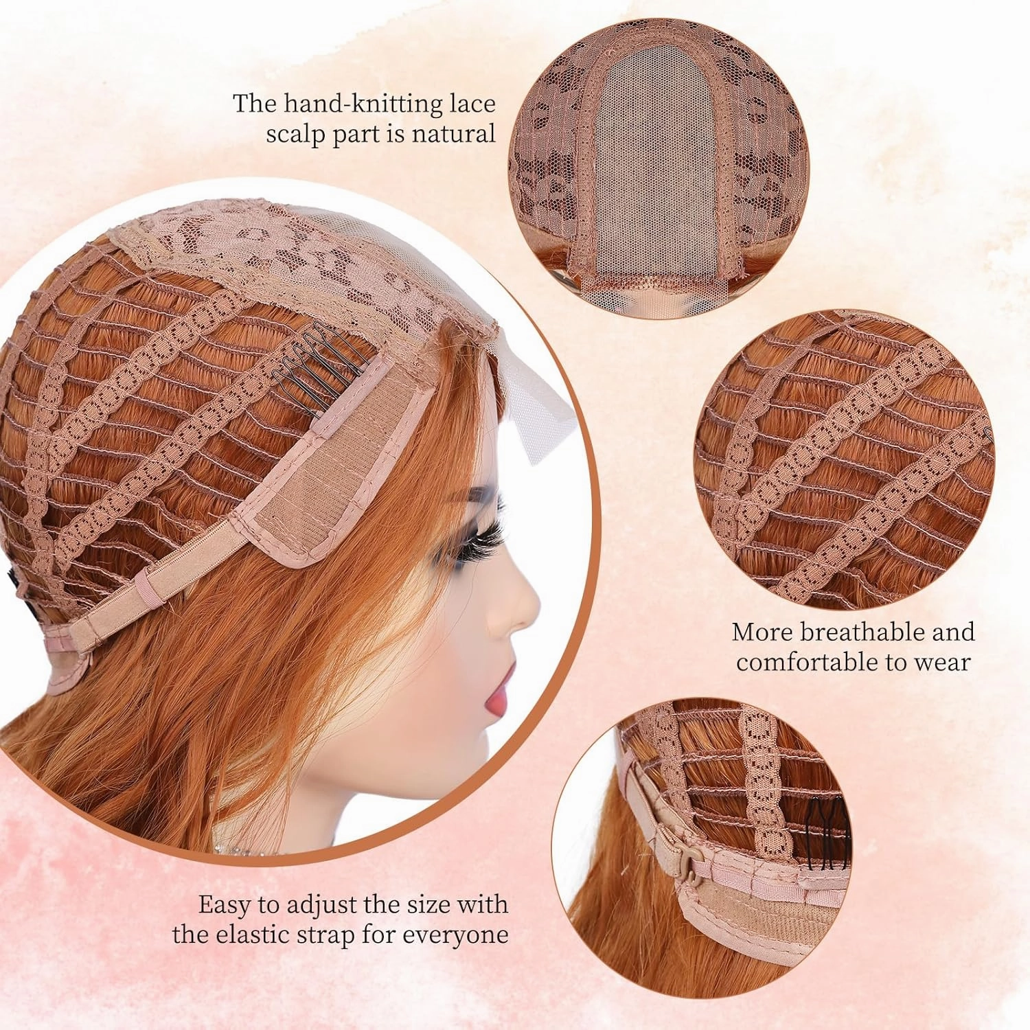 Lady Miranda 28 Inch Long Ginger Wig Synthetic Fiber Auburn Color Long Wavy Wig Body Wave Wigs for Women Natural Middle Part Wigs For Daily Life (Ginger, 28 Inch)