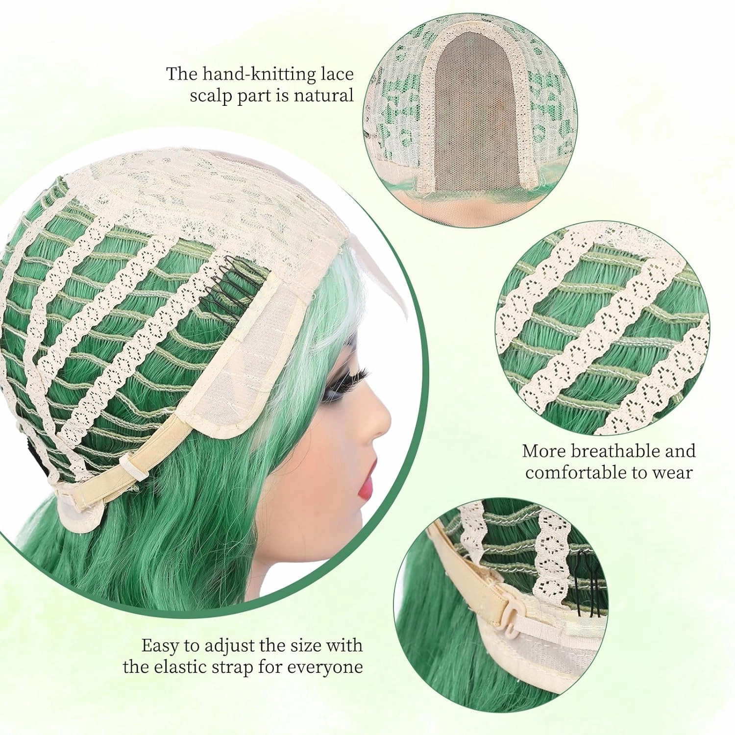 Lady Miranda 28 Inch Ombre Green Wig Long Wavy Wig Natural Middle Part Green Wigs For Women Synthetic Wigs For Party or Daily Use (Ombre Green, 28 Inch)