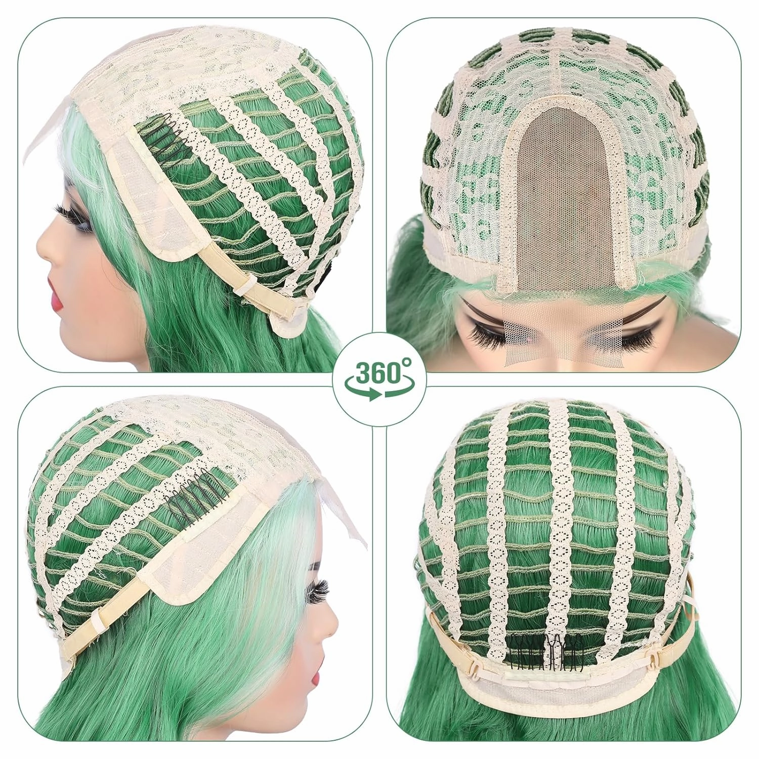 Lady Miranda 28 Inch Ombre Green Wig Long Wavy Wig Natural Middle Part Green Wigs For Women Synthetic Wigs For Party or Daily Use (Ombre Green, 28 Inch)