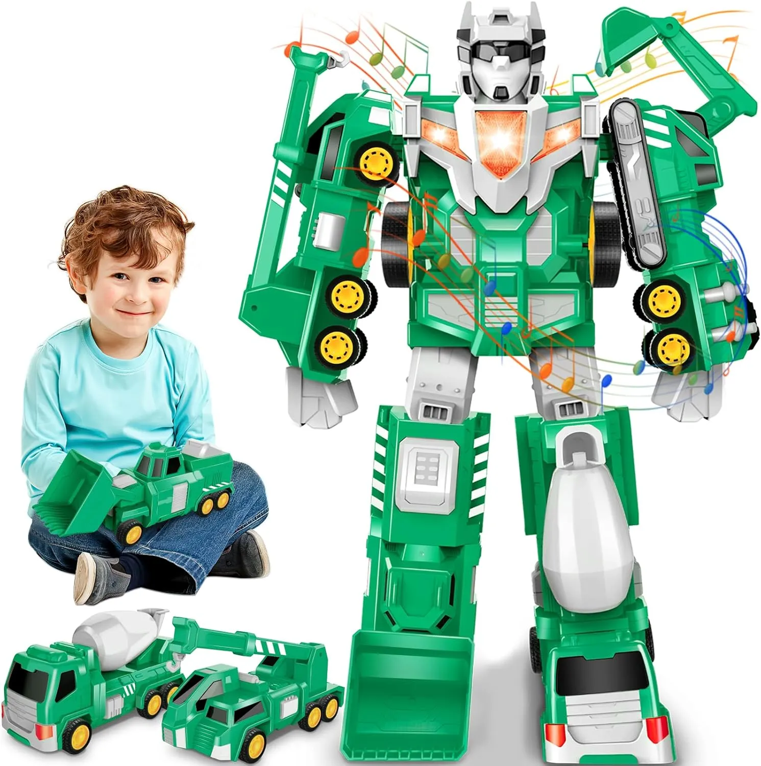 Laradola Toys for 3 4 5 6 Year Old Boys - Transform Robot Kids Toys Cars | STEM Building Toddler Toys for Ages 3  | 5 in 1 Construction Toys Christmas Birthday Gifts for Boys Girls