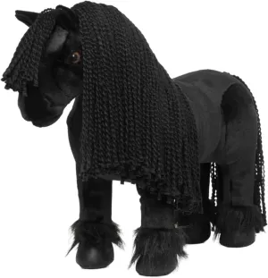 LeMieux Toy Pony - Spike - Reversible Lorry/Stable Carry Case - Crinkly Mane and Fluffy Feathers - Includes Pony Passport - Ages 3  - Black Friesian - One Size