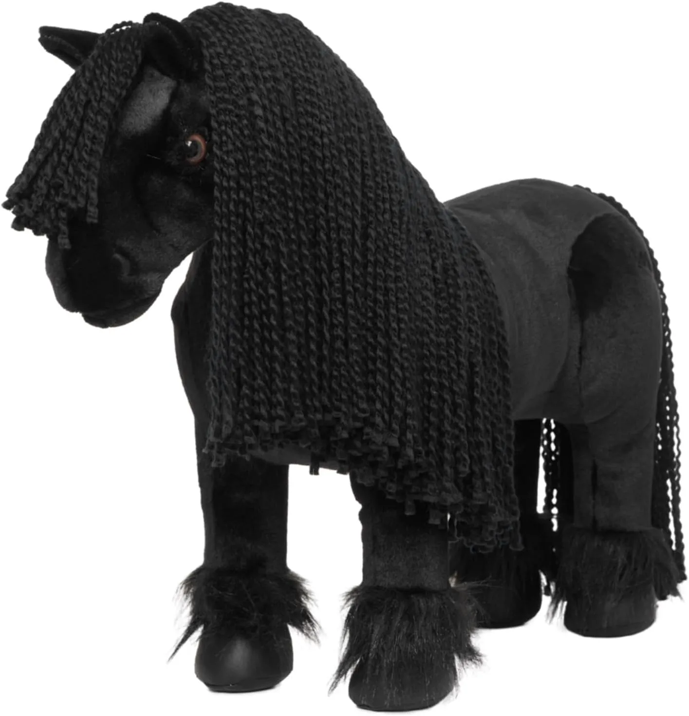 LeMieux Toy Pony - Spike - Reversible Lorry/Stable Carry Case - Crinkly Mane and Fluffy Feathers - Includes Pony Passport - Ages 3  - Black Friesian - One Size