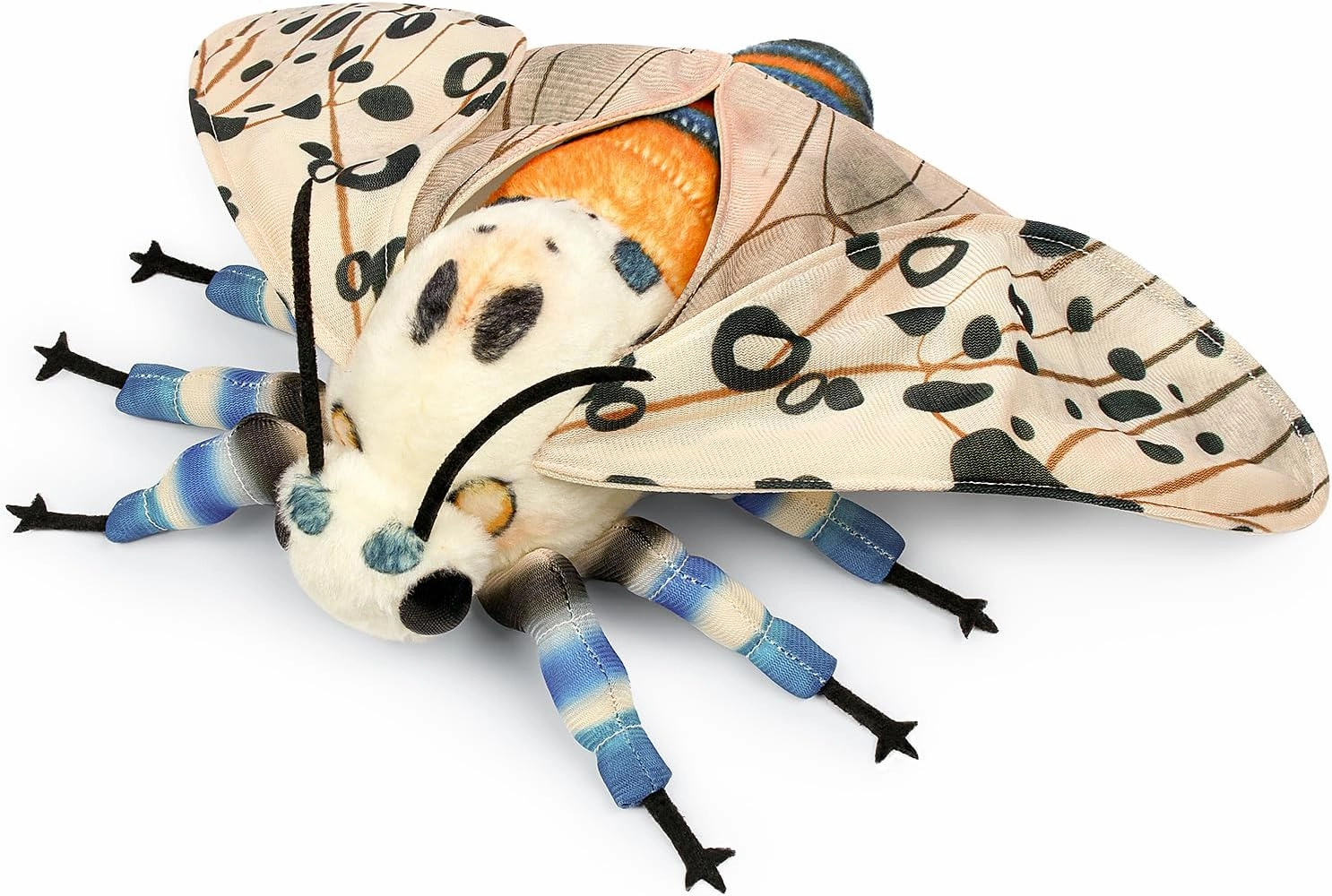 Leopard Moth Plush Toy, Giant 11in Stuffed Animal, Realistic Soft Big Moth Plushie Model Toy, Unique Plush Gift Collection for Kids