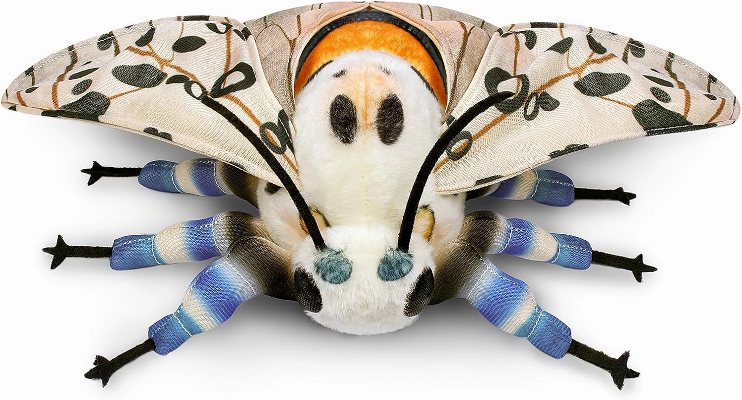 Leopard Moth Plush Toy, Giant 11in Stuffed Animal, Realistic Soft Big Moth Plushie Model Toy, Unique Plush Gift Collection for Kids