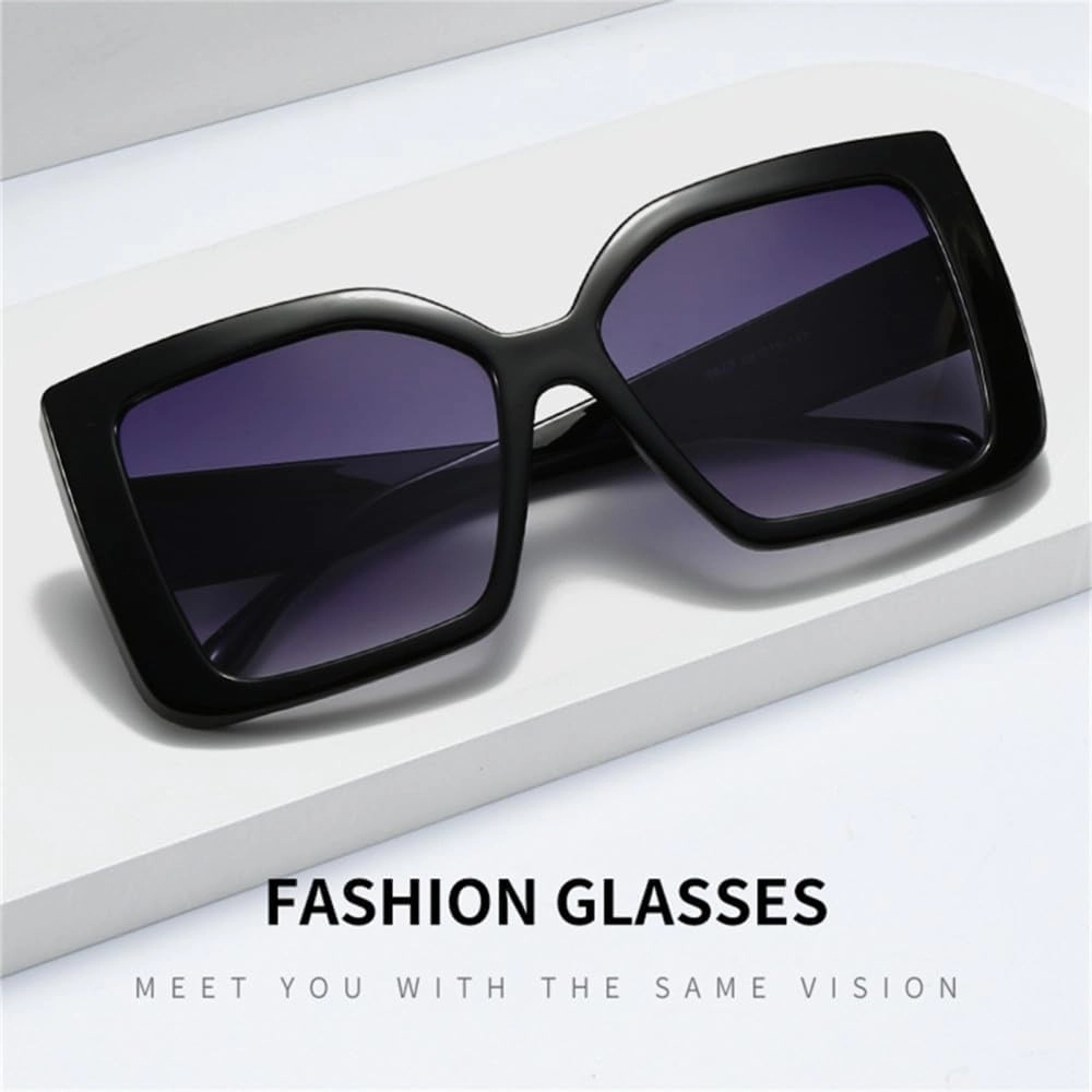 Leopard Print Color Large Frame Double Beam Sunglasses Irregular Retro Cycling Sunglasses