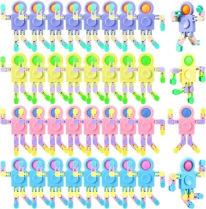 Libima 32 Pcs Robot Fidget Spinner Toys Transformable Sensory Fidget Toys Fidget Party Favors Robot Fingertip Toy Transformable DIY Chain for Teens Adults Piñata Goodie Bag Birthday Gift(4 Colors)