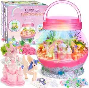 Light Up Terrarium Kit for Kids, Unicorn Birthday Gift for Girls Ages 5 6 7 8-12 Year Old, DIY Unicorn Arts & Crafts Toys for Girls