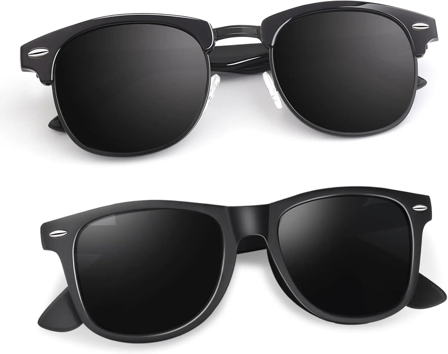 LINVO Polarized Semi Rimless Sunglasses for Men Women, Classic Retro Shades Half Frame Driving Sun Glasses UV Protection