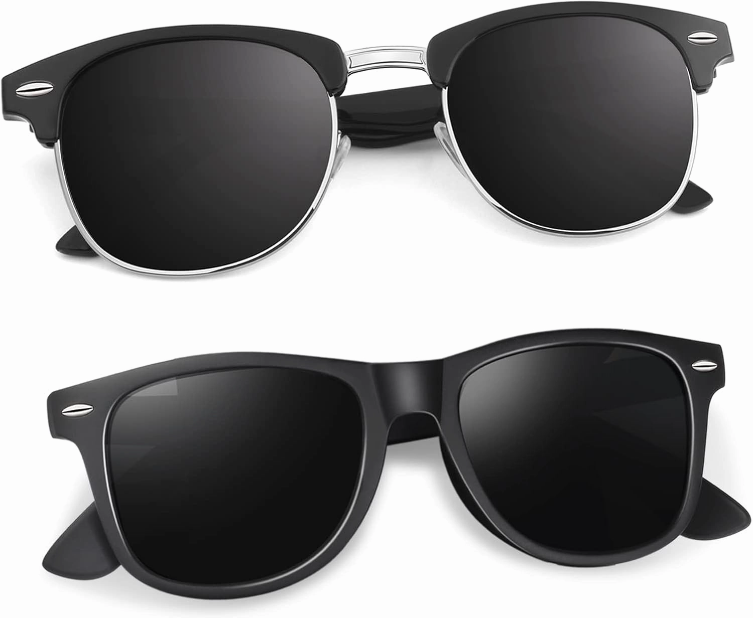 LINVO Polarized Semi Rimless Sunglasses for Men Women, Classic Retro Shades Half Frame Driving Sun Glasses UV Protection