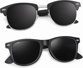 LINVO Polarized Semi Rimless Sunglasses for Men Women, Classic Retro Shades Half Frame Driving Sun Glasses UV Protection