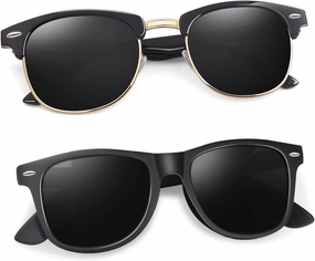 LINVO Polarized Semi Rimless Sunglasses for Men Women, Classic Retro Shades Half Frame Driving Sun Glasses UV Protection