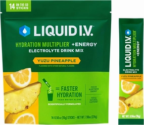 Liquid I.V.® Hydration Multiplier  Energy - Yuzu Pineapple | Electrolyte Powder Drink Mix | 1 Pack (14 Servings)