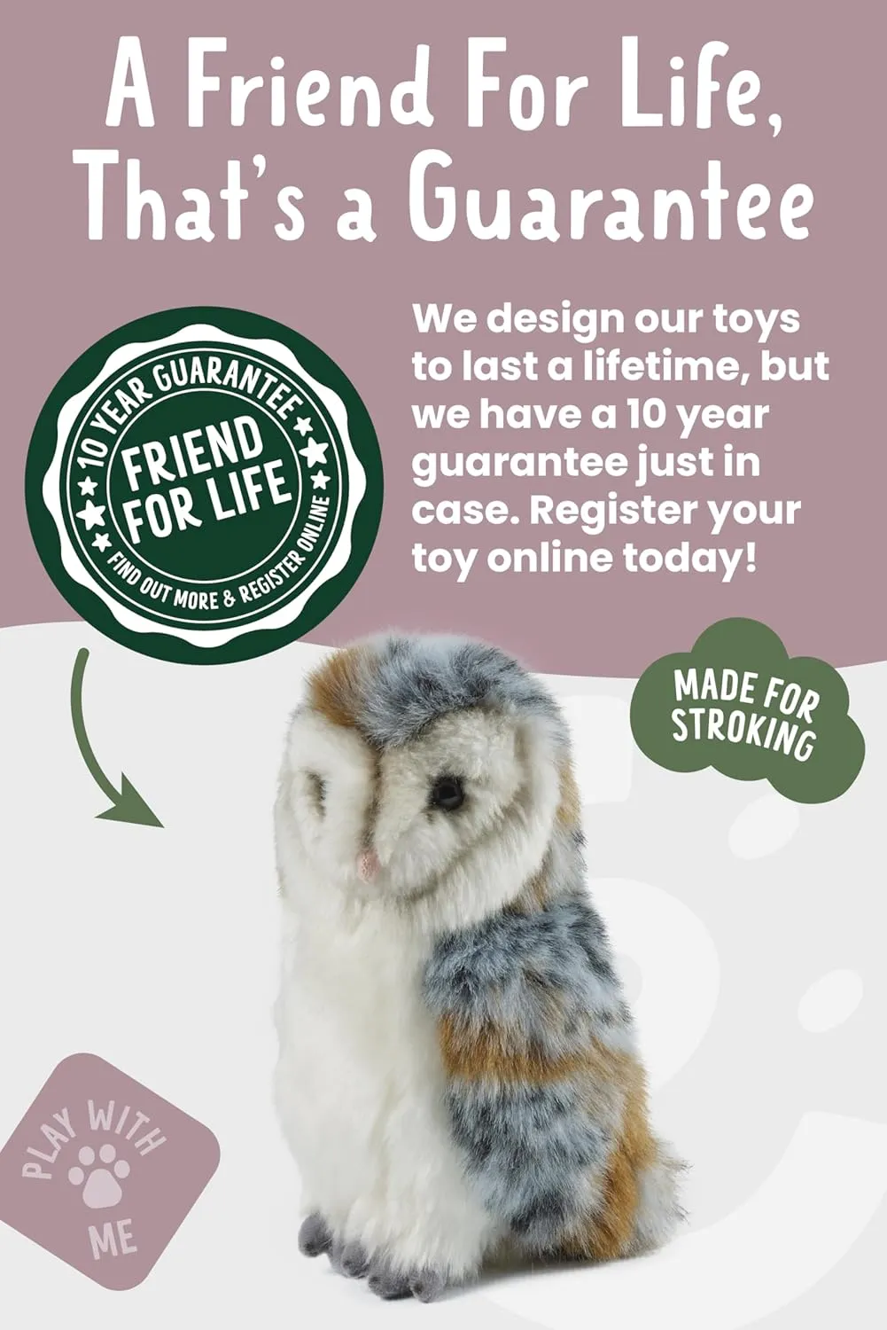 Living Nature Barn Owl Stuffed Animal | Fluffy Owl | Soft Toy Gift for Kids | 6 inches