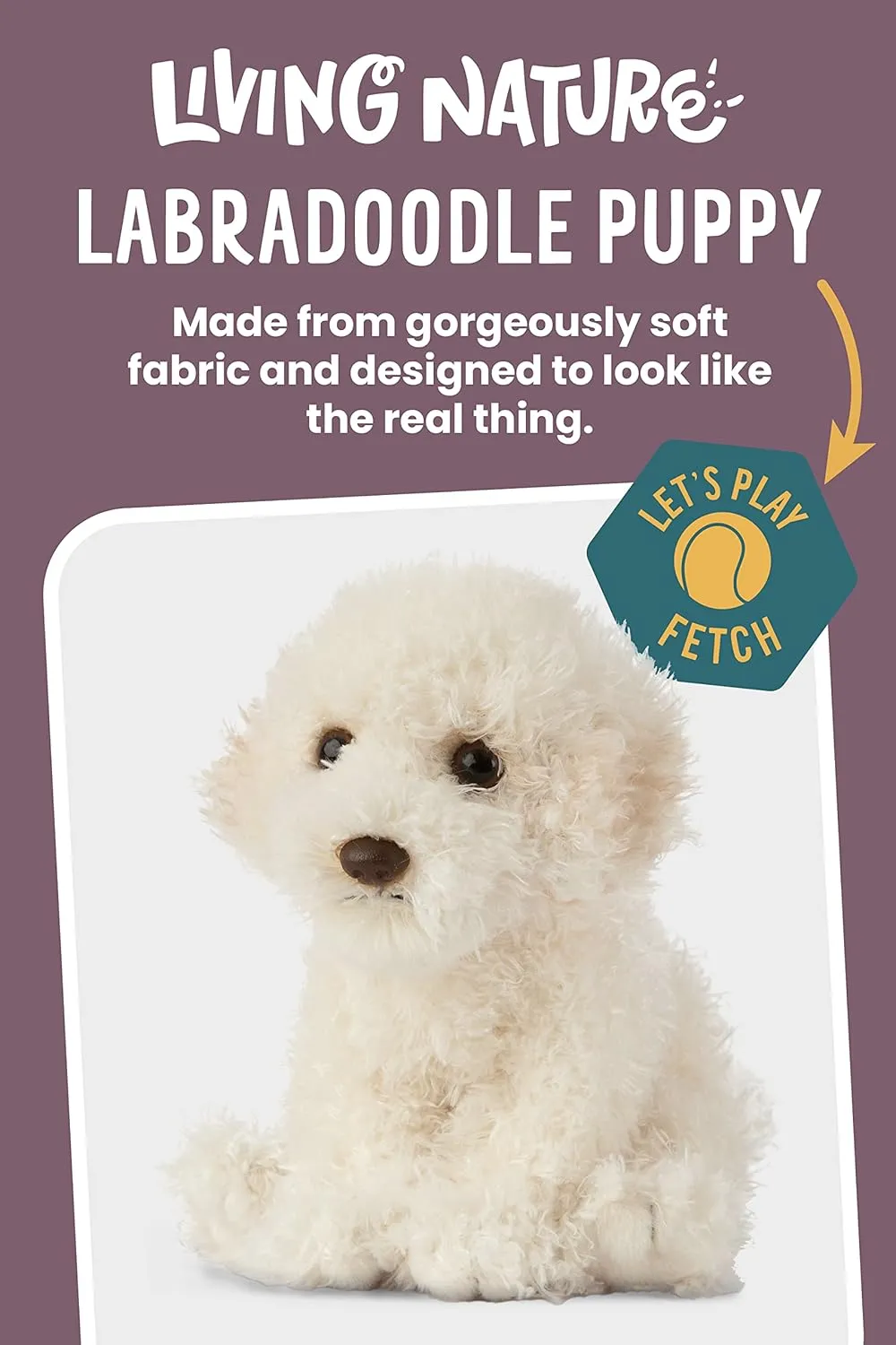 Living Nature Labradoddle Puppy Stuffed Animal | Fluffy Dog Animal | Soft Toy Gift for Kids | 6 inches