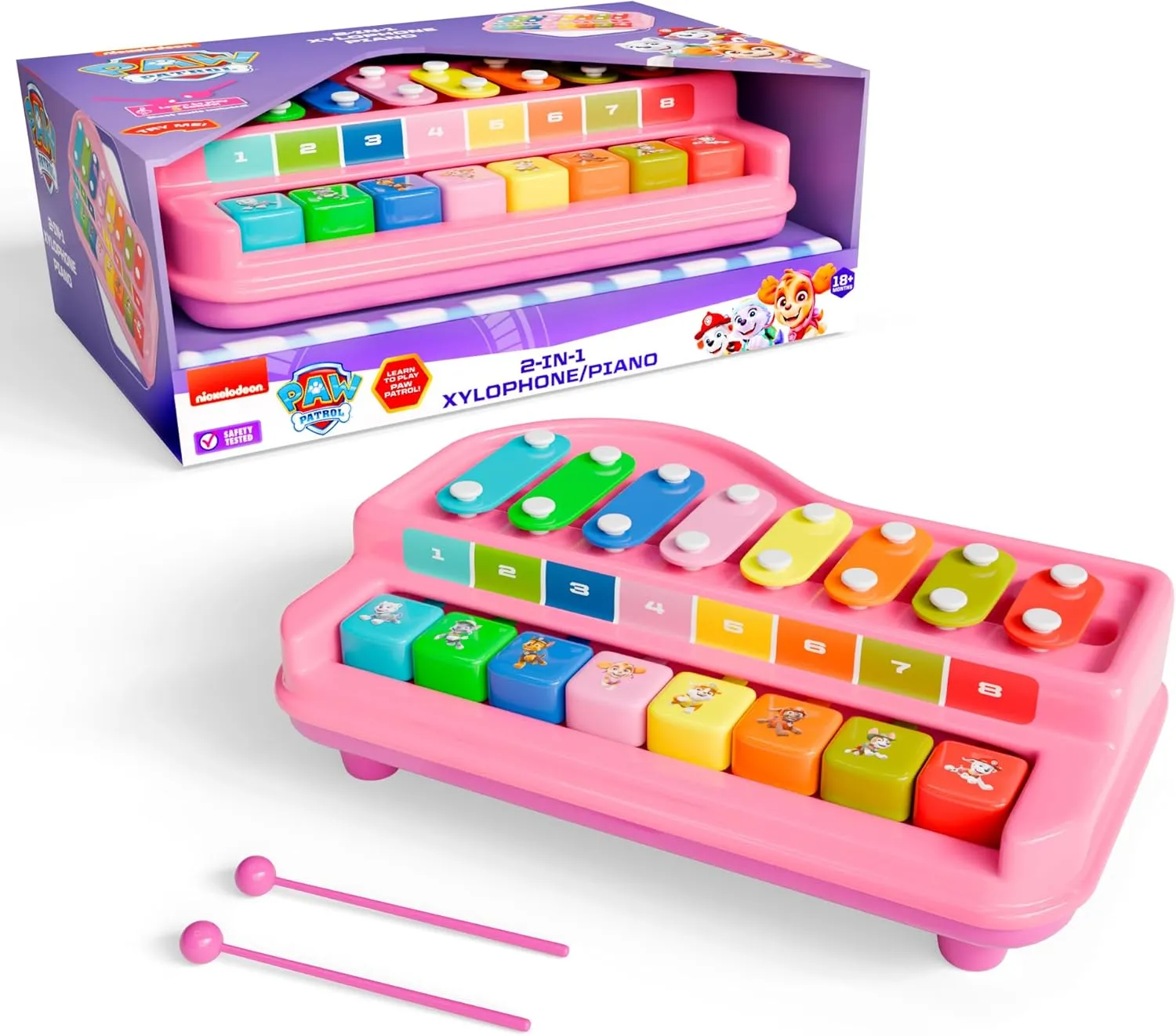 Lollipop Paw Patrol Xylophone and Piano 2 in 1 - Interactive Music Toy for Toddlers - Real Songs, Educational Fun offering Both Xylophone and Piano Modes in one Delightful Toy.