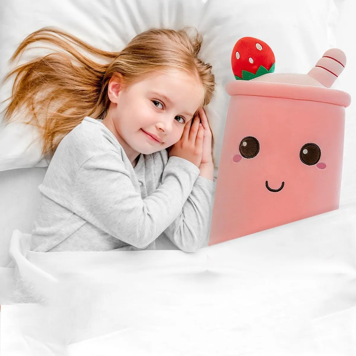 Long Boba Plush Stuffed Bubble Tea Pillow Soft Adorable Plushies Toys (Pink,23.6inches)