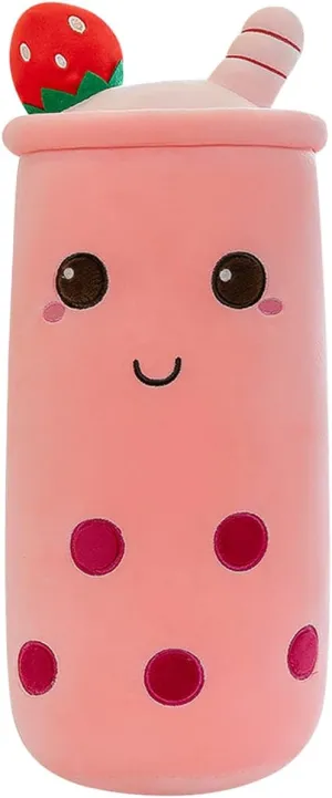 Long Boba Plush Stuffed Bubble Tea Pillow Soft Adorable Plushies Toys (Pink,23.6inches)