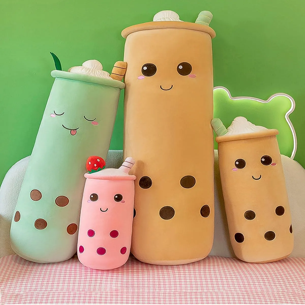 Long Boba Plush Stuffed Bubble Tea Pillow Soft Adorable Plushies Toys (Pink,23.6inches)