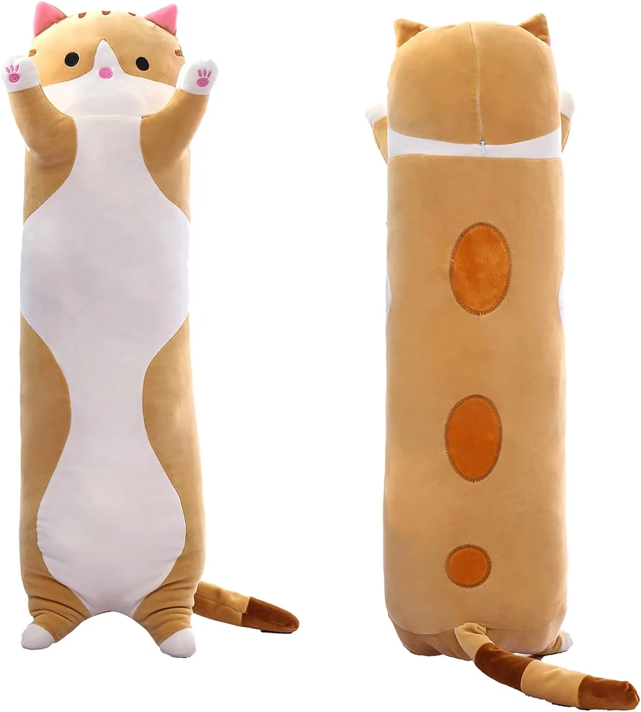 Long Cat Plush Pillow Cute Cat Body Pillow,Brown Cat Stuffed Animals Soft Plushies Kawaii Stuffed Kitten Plush Toy Gift for Kids Girlfriend(Brown, 51.1Inch)