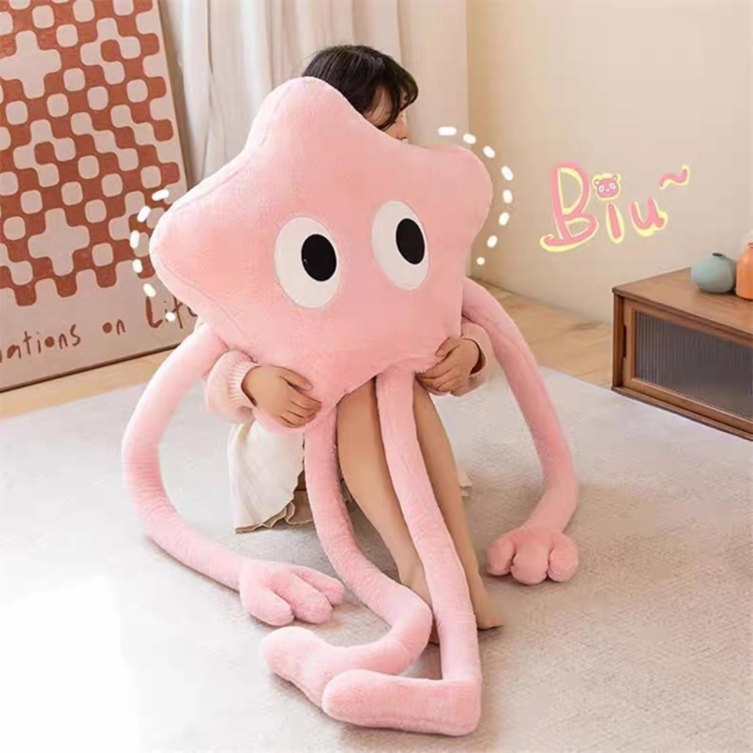 Long Star Plush Pillow 35 inch Cute Stars Stuffed Animals Kawaii Soft Star Plushies,Stars Throw Pillow Plush Toys Gift for Girlfriend Kids