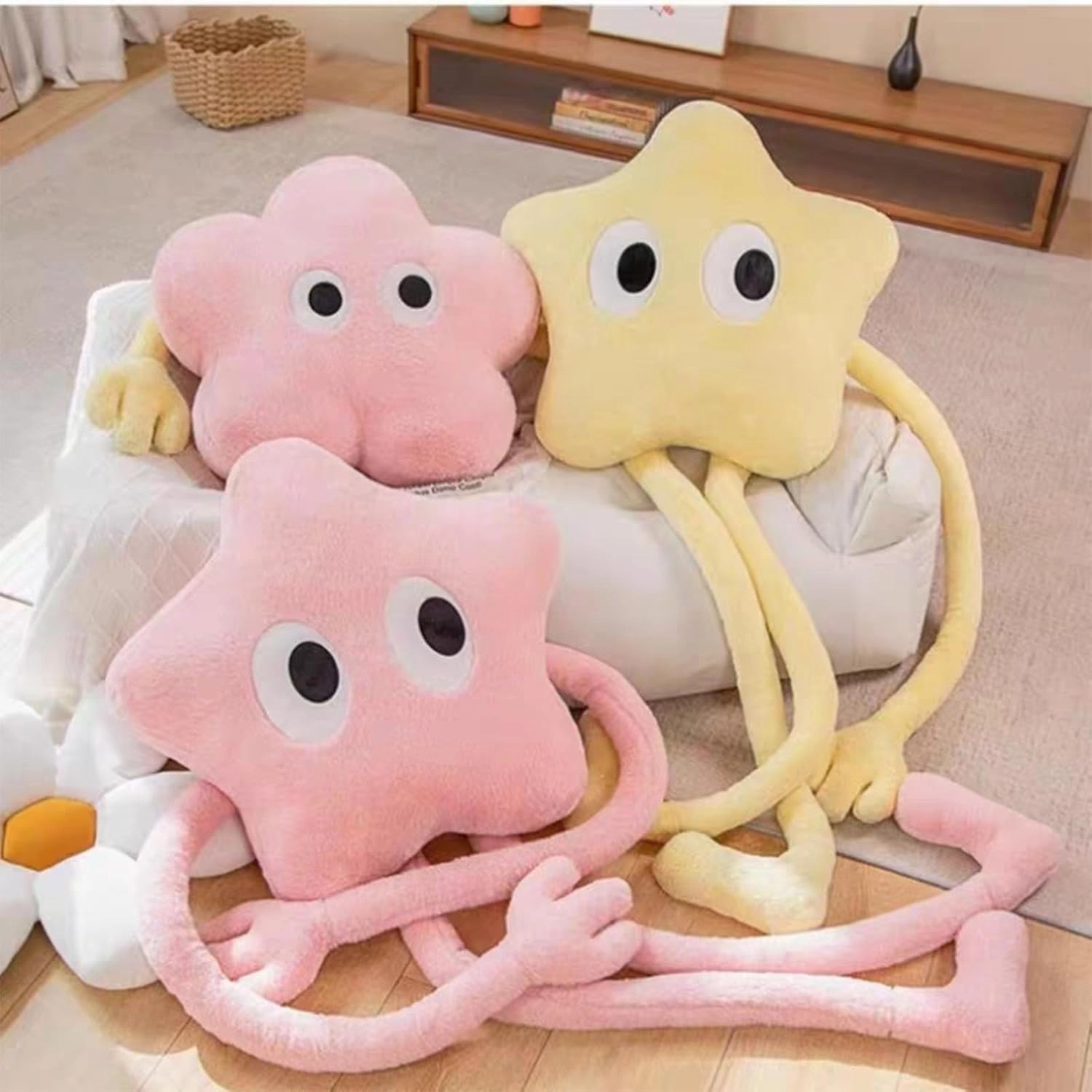 Long Star Plush Pillow 35 inch Cute Stars Stuffed Animals Kawaii Soft Star Plushies,Stars Throw Pillow Plush Toys Gift for Girlfriend Kids